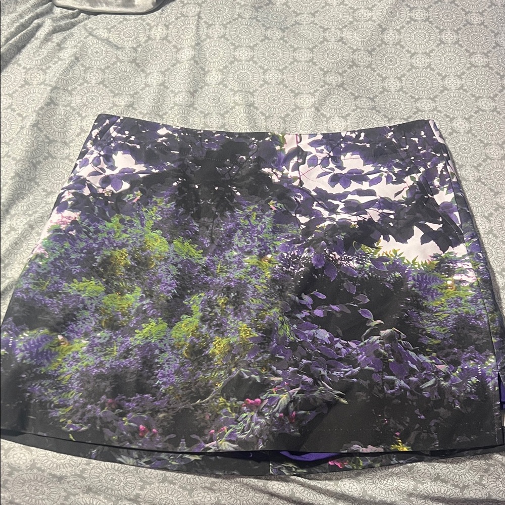 Lady Hagen Purple and Green Floral Mini Skirt